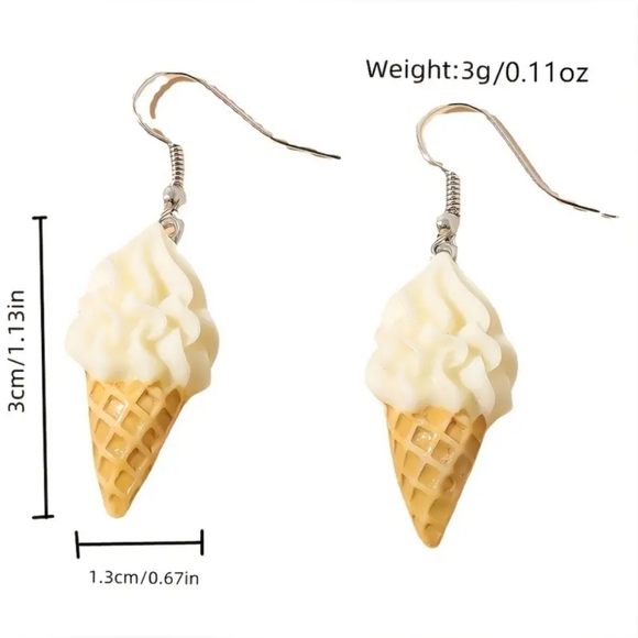 Vanilla Ice Cream Earrings - Picture 3 of 3